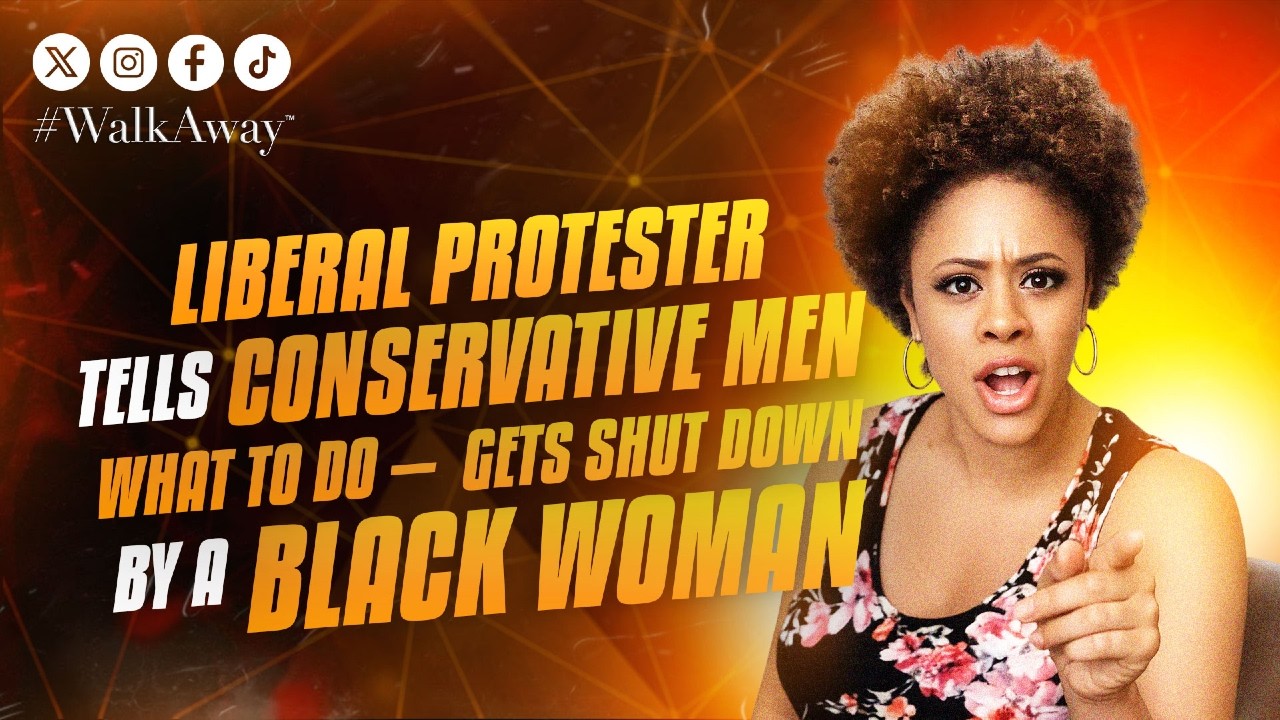 Liberal Protester Tells Conservative Men What to Do — Gets Shut Down by a Black Woman